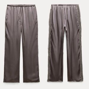 EMBROIDERED SATIN EFFECT PANTS ZW COLLECTION